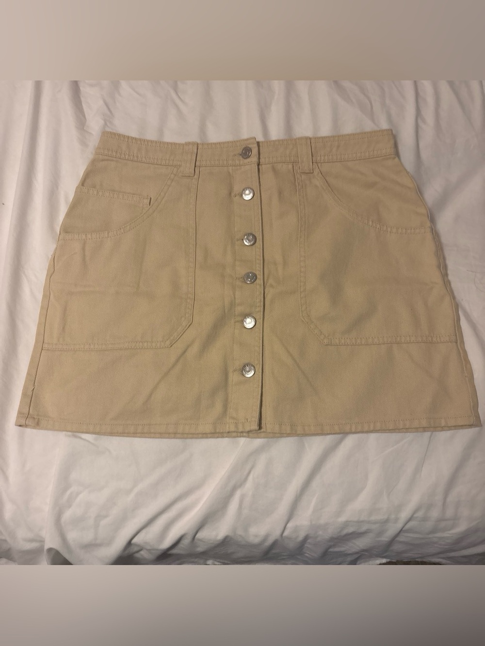 Old Navy Button-Front Beige Mini Skirt